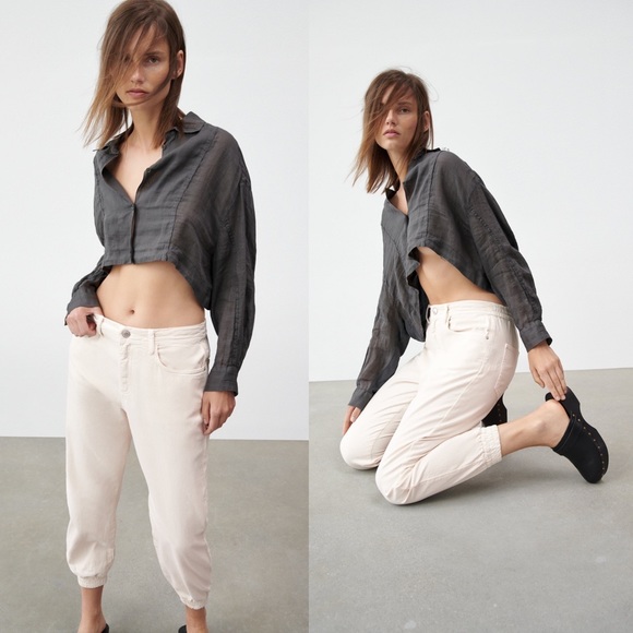 NWT Zara The Mercer Jogger 100% Cotton Jeans in Ecru Cream size XXL - Picture 16 of 16